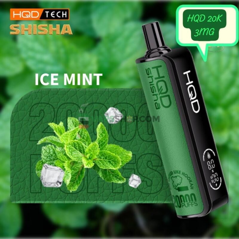 Hqd shisha 20000 puffs dtl 3mg nicotine disposable vape ICE MINT