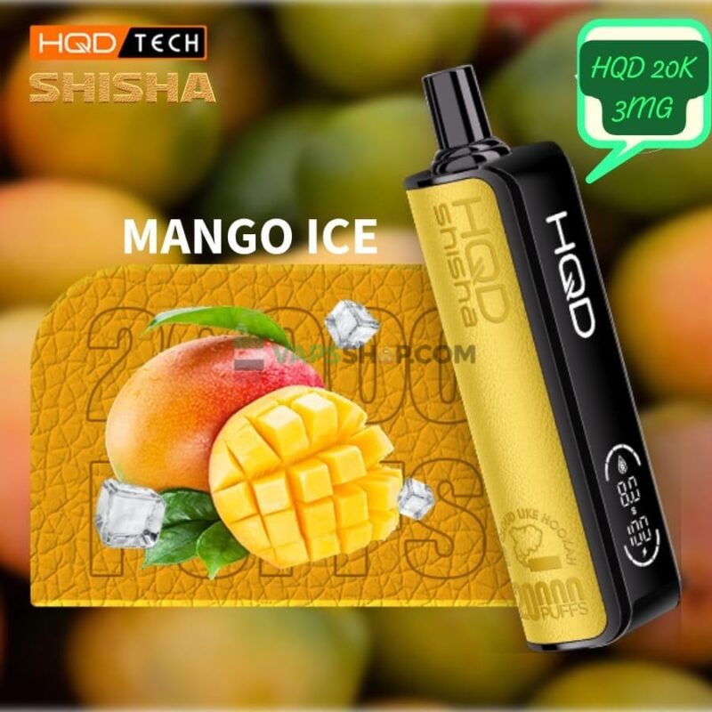 Hqd shisha 20000 puffs dtl 3mg nicotine disposable vape MANGO ICE