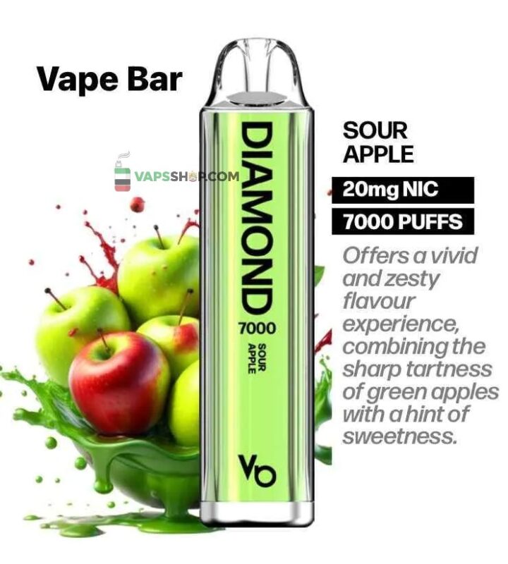 Vapes Bars Diamond 2% Nicotine 7000 Puffs in Dubai, UAE__sour apple