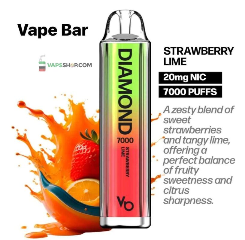 Vapes Bars Diamond 2% Nicotine 7000 Puffs in Dubai, UAE__strawberry lime