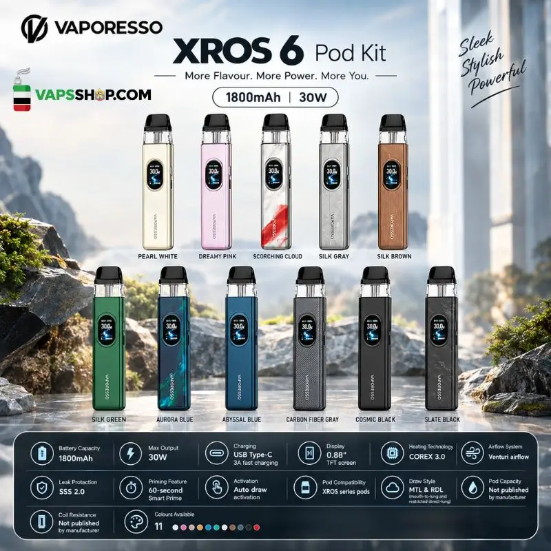Vaporesso-XROS-6-Pod-Kit-1800mAh-30W