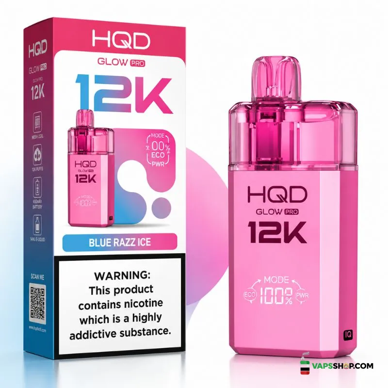 hqd-glow-pro-12000-puffs-disposable-kit-replaceable-pod-system-in-uae-blue-razz-ice
